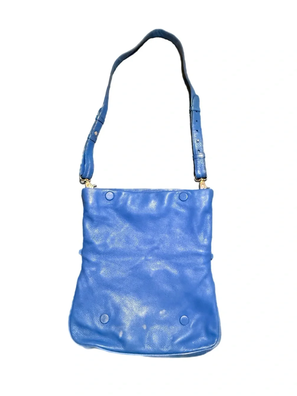 TORY BURCH Bright Blue Pebbled Leather 2 Way Shoulder Bag with Gold Logo - Picture 6 of 16